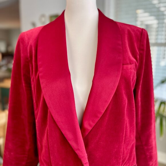 Stunning Red Velvet & Satin Cabi Ford Tuxedo Blazer Style 4623 Sz L - Picture 3 of 16